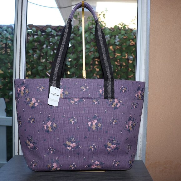 NWT DISNEY X COACH LTD ROSE BOUQUET ARISTOCRAT CANVAS DUSTY LAVENDER TOTE 91130 - Picture 2 of 7